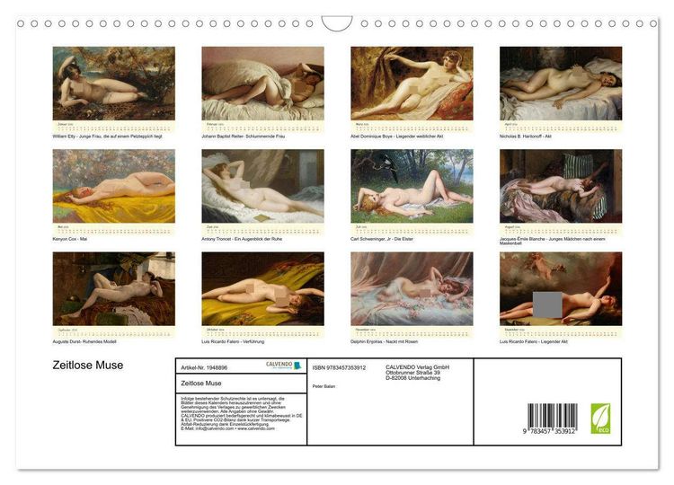 Produktbild: Zeitlose Muse (Wandkalender 2026 DIN A3 quer), CALVENDO Monatskalender