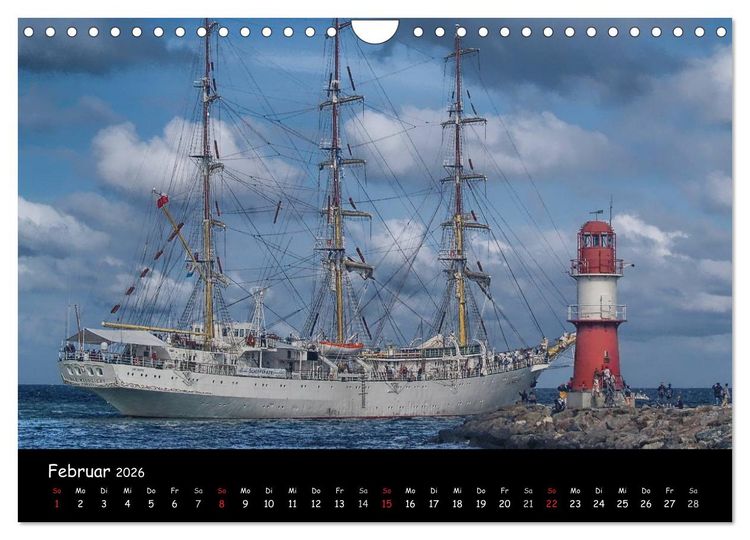 Produktbild: Windjammer vor Warnem&uuml;nde (Wandkalender 2026 DIN A4 quer), CALVENDO Monatskalender