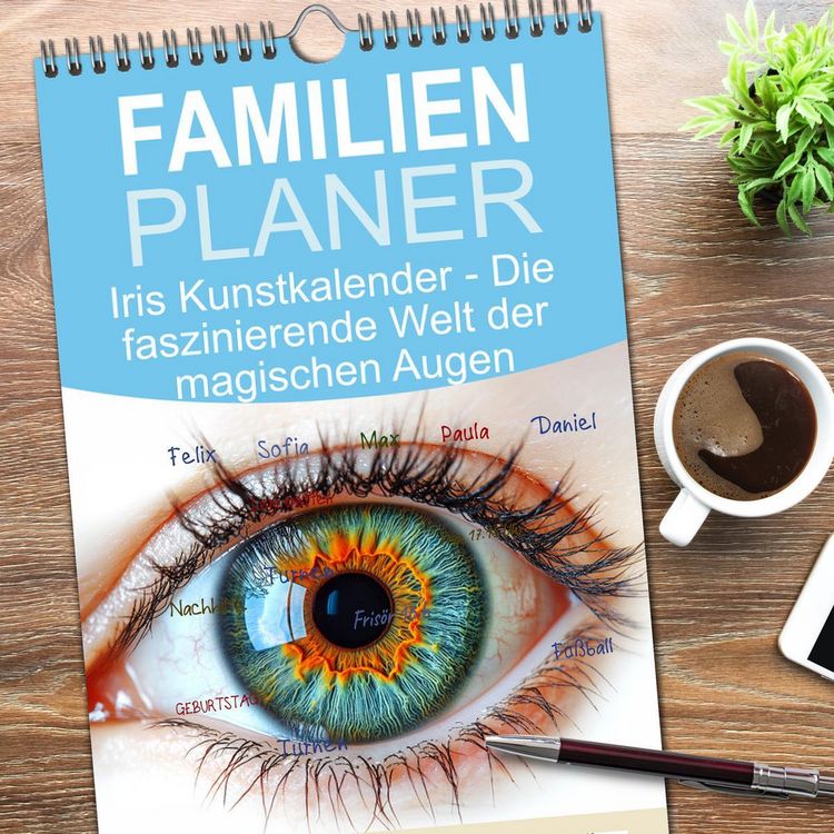 Produktbild: Familienplaner 2026 - Iris Kunstkalender - Die faszinierende Welt der magischen Augen mit 5 Spalten (Wandkalender, 21 x 45 cm) CALVENDO