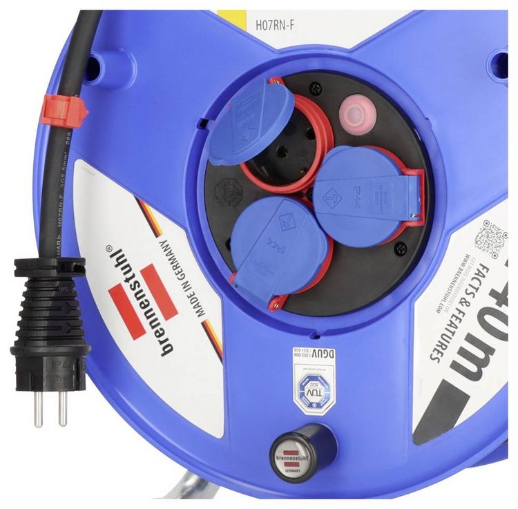 Produktbild: Kunststoff-Kabeltrommel H07RN-F 3G2,5 1233120 Farbe blau/ schwarz Ausf&uuml;hrung Kabeltrommel Kunststoff Zuleitung H07RN-F 3