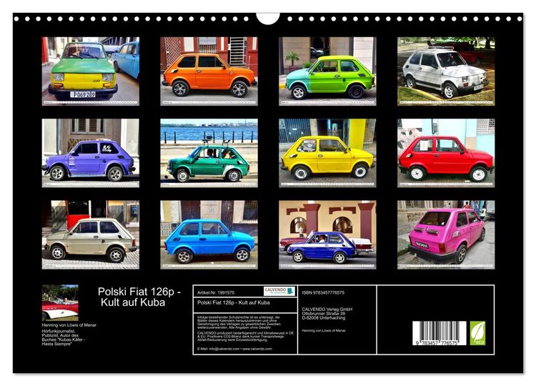 Produktbild: Polski Fiat 126p - Kult auf Kuba (Wandkalender 2026 DIN A3 quer), CALVENDO Monatskalender