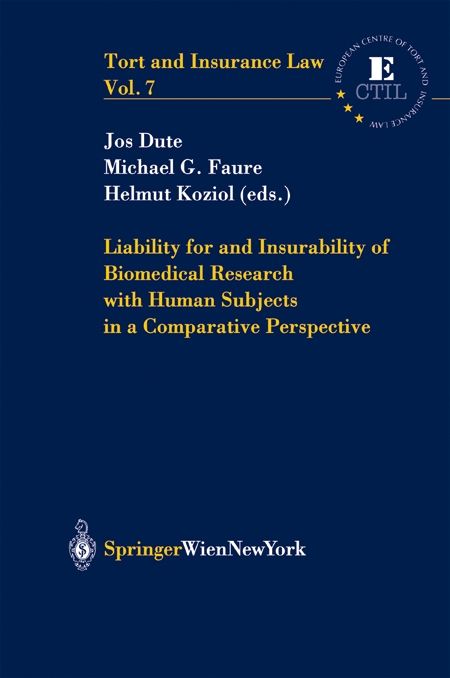 Produktbild: Liability for and Insurability of Biomedical Research with Human Subjects in a Comparative Perspective