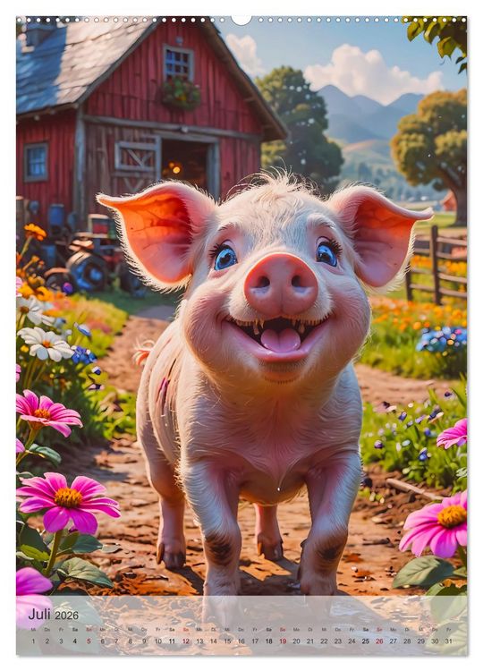 Produktbild: Putzige Tiere - Auf dem Bauernhof (Wandkalender 2026 DIN A2 hoch), CALVENDO Monatskalender