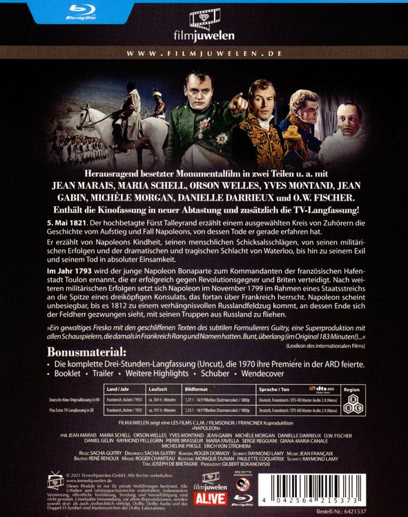 Produktbild: Napoleon - Das legend&auml;re Drei-Stunden-Epos (TV-Langfassung + Kinofassung) (Filmjuwelen)