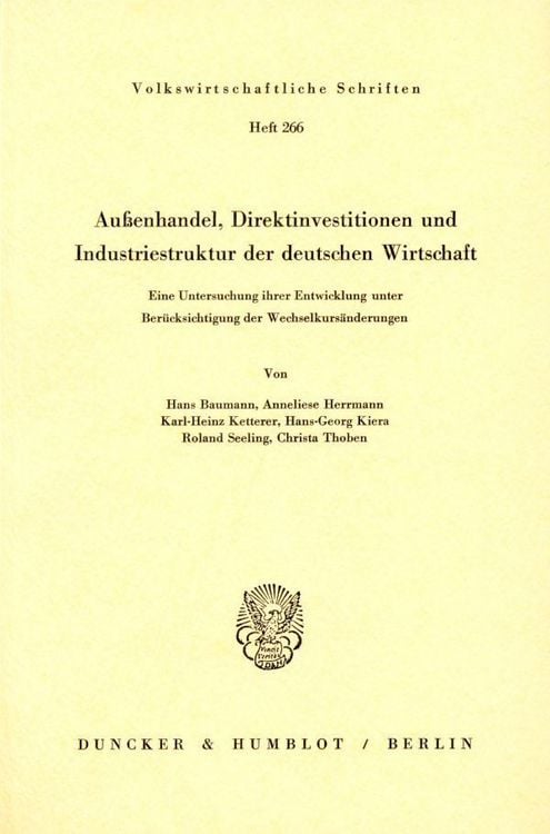 Produktbild: Au&szlig;enhandel, Direktinvestitionen und Industriestruktur der deutschen Wirtschaft.
