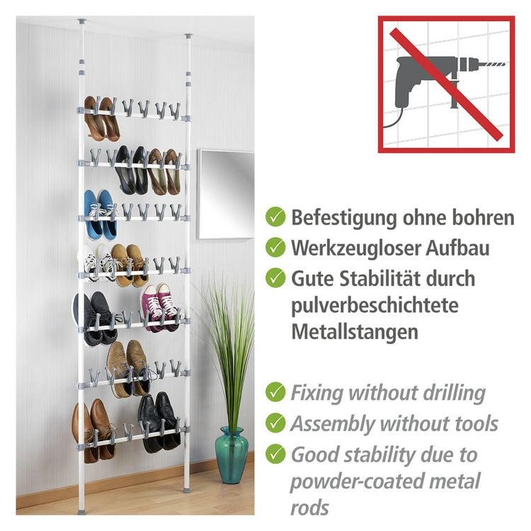 Produktbild: Teleskop Schuhregal Mod. Atlas, f&uuml;r 42 Paar Schuhe