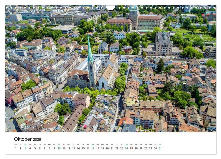 Produktbild: Luftbildkalender Z&uuml;rich (Wandkalender 2026 DIN A3 quer), CALVENDO Monatskalender