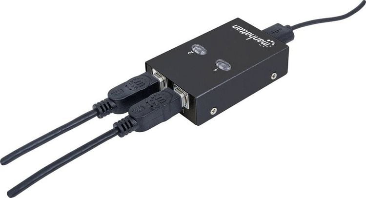 Produktbild: Manhattan 2 Port USB 2.0-Umschalter Schwarz
