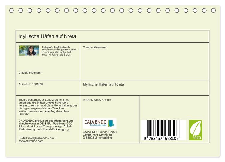 Produktbild: Idyllische H&auml;fen auf Kreta (Tischkalender 2026 DIN A5 quer), CALVENDO Monatskalender