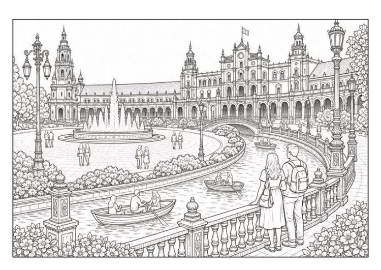Produktbild: SPANIEN Malbuch f&uuml;r Erwachsene mit 50 wundersch&ouml;nen Ausmalmotiven