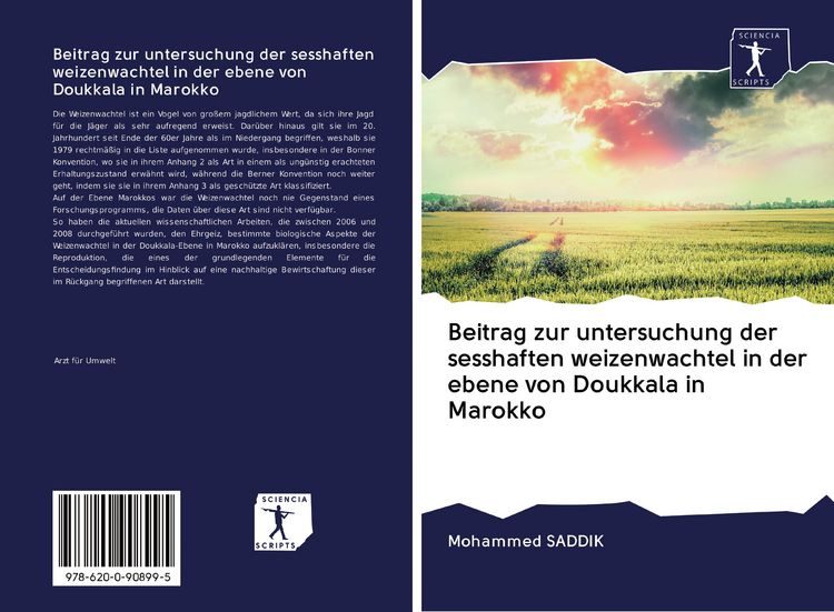 Produktbild: Beitrag zur untersuchung der sesshaften weizenwachtel in der ebene von Doukkala in Marokko