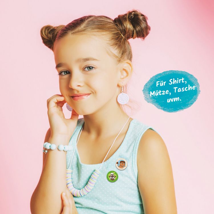 Produktbild: Tr&ouml;tsch Unser Sandm&auml;nnchen Mini-Buttons 4er Set Pitti und Freunde