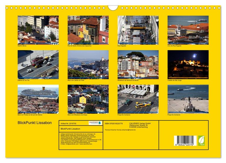 Produktbild: BlickPunkt Lissabon (Wandkalender 2026 DIN A3 quer), CALVENDO Monatskalender