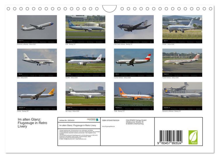 Produktbild: Im alten Glanz: Flugzeuge in Retro Livery (Wandkalender 2026 DIN A4 quer), CALVENDO Monatskalender