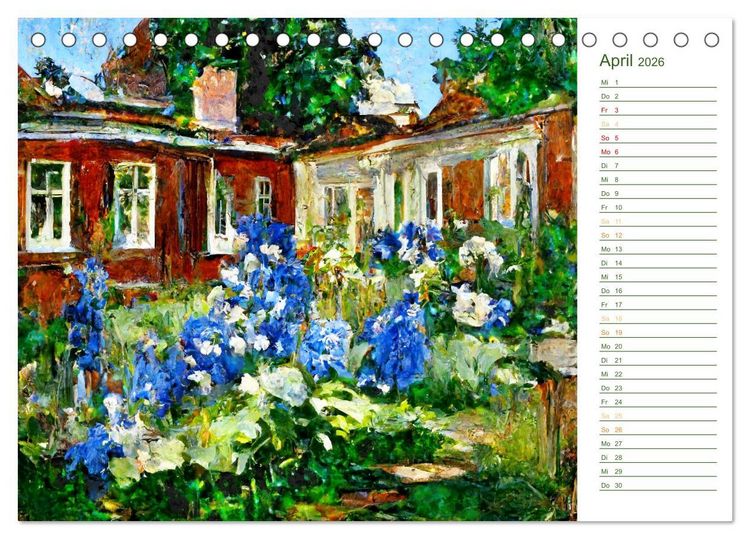 Produktbild: Malerische G&auml;rten - Im Stile des Impressionismus (Tischkalender 2026 DIN A5 quer), CALVENDO Monatskalender