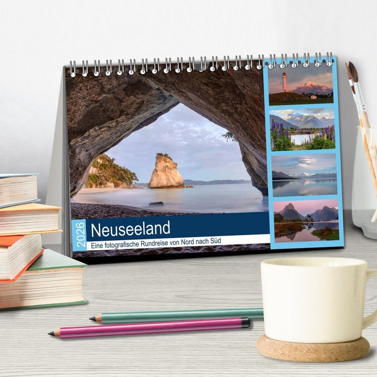 Produktbild: Neuseeland - Eine fotografische Rundreise von Nord nach S&uuml;d (Tischkalender 2026 DIN A5 quer), CALVENDO Monatskalender