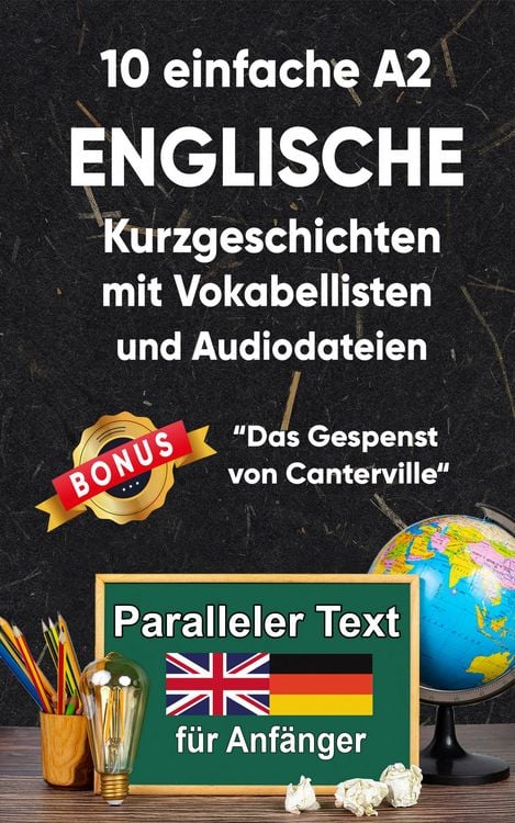 Produktbild: 10 Einfache A2 englische Kurzgeschichten mit Vokabellisten und Audiodateien