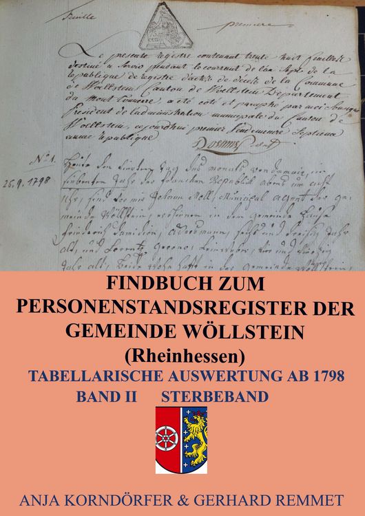 Produktbild: Findbuch zum Personenstandsregister der Gemeinde W&ouml;llstein/ Rheinhessen