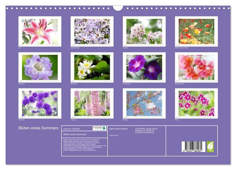 Produktbild: Bl&uuml;ten eines Sommers (Wandkalender 2026 DIN A3 quer), CALVENDO Monatskalender