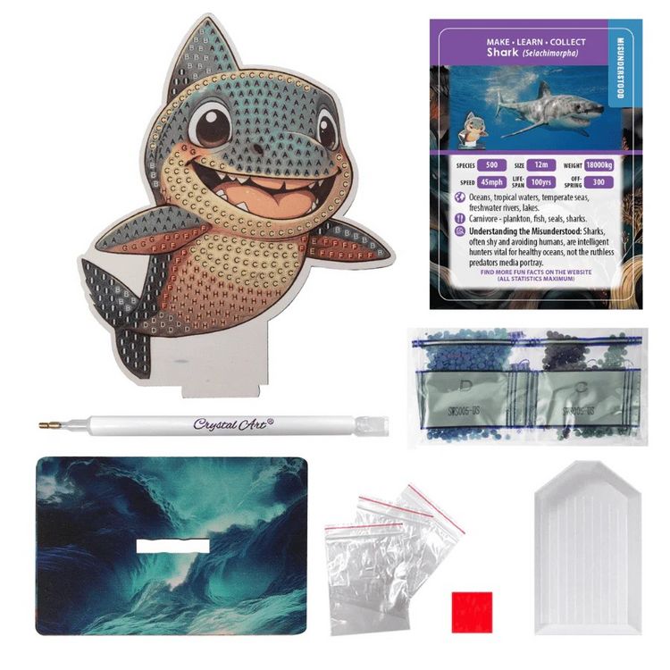 Produktbild: Craft Buddy CAFGR-31GEN053 - Crystal Art Wildlife Buddies, Misunderstood, Shark, Hai, Serie 5, Diamond Painting