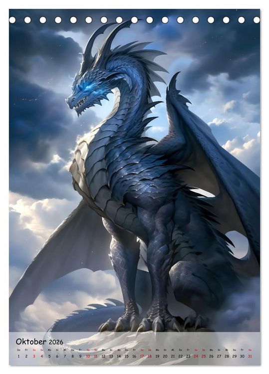 Produktbild: Gefl&uuml;gelte H&uuml;ter - Erleben Sie die Magie der Drachen (Tischkalender 2026 DIN A5 hoch), CALVENDO Monatskalender