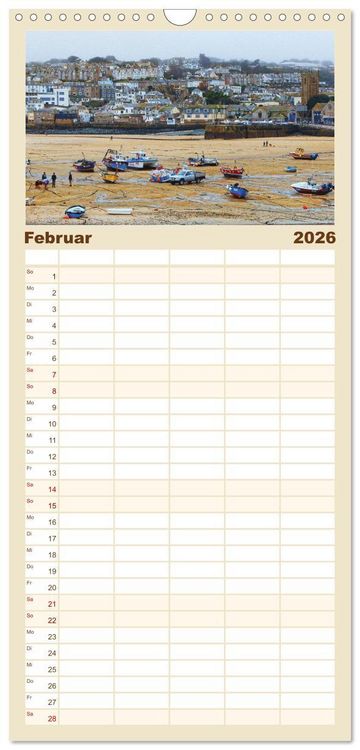 Produktbild: Familienplaner 2026 - Cornwall - Einzigartig mit 5 Spalten (Wandkalender, 21 x 45 cm) CALVENDO