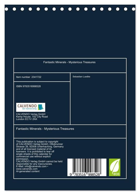 Produktbild: Fantastic Minerals - Mysterious Treasures (Desk Calendar 2027 DIN A5 portrait), CALVENDO 12 Month DeskCalendar