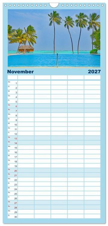 Produktbild: Familienplaner 2027 - Malediven - die Sehnsucht nach dem Paradies mit 5 Spalten (Wandkalender, 21 x 45 cm) CALVENDO