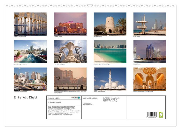 Produktbild: Emirat Abu Dhabi (Wandkalender 2026 DIN A2 quer), CALVENDO Monatskalender