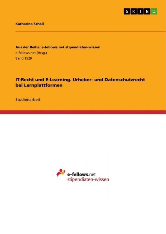 Produktbild: IT-Recht und E-Learning. Urheber- und Datenschutzrecht bei Lernplattformen