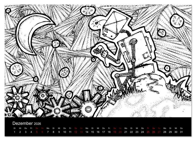 Produktbild: Bezaubernde Mini-Monster - Ein Ausmal-Kalender (hochwertiger Premium Wandkalender 2026 DIN A2 quer), Kunstdruck in Hochglanz
