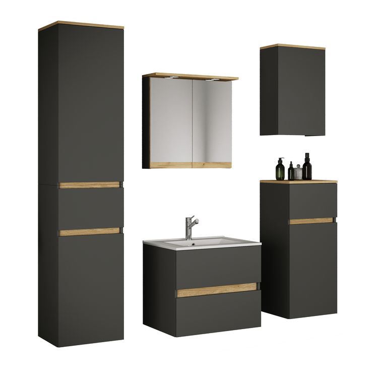 Produktbild: 6 tlg. Badm&ouml;bel-Set mit Waschbecken Cosila-I 61 cm