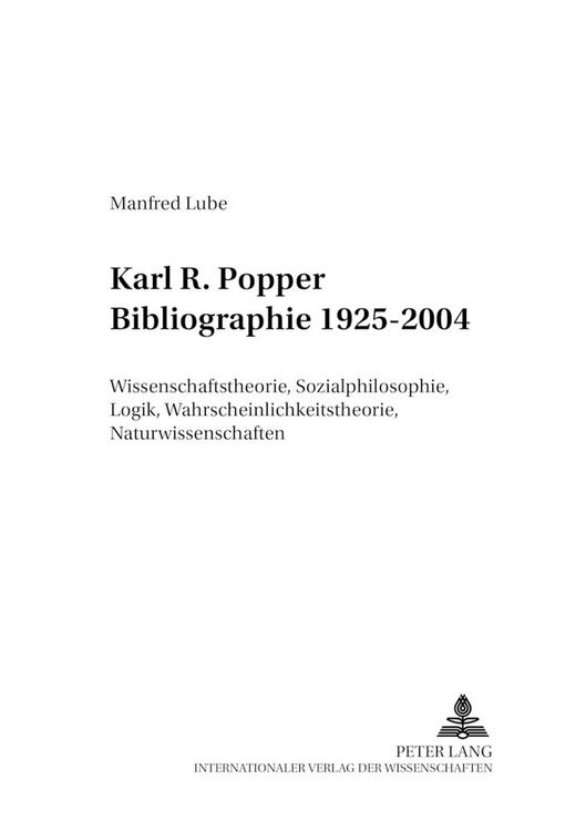 Produktbild: Karl R. Popper Bibliographie 1925-2004