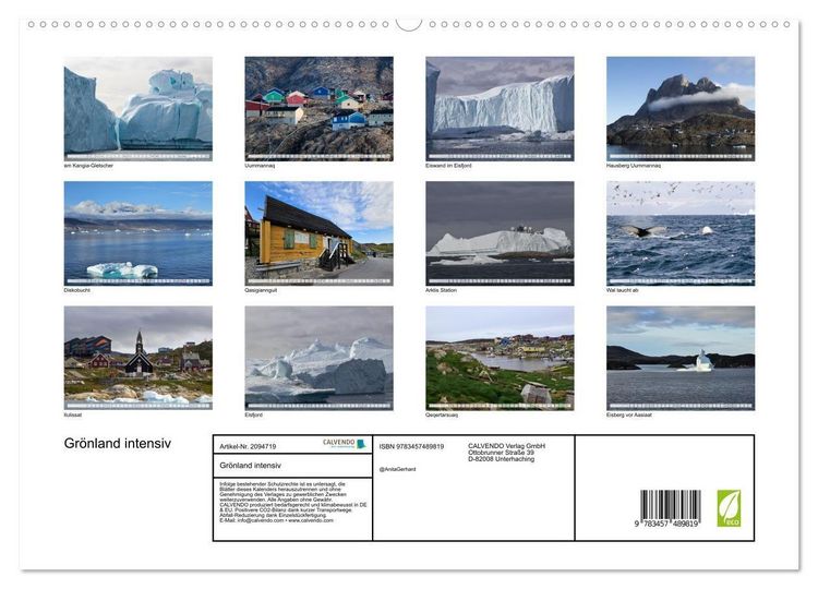 Produktbild: Gr&ouml;nland intensiv (hochwertiger Premium Wandkalender 2026 DIN A2 quer), Kunstdruck in Hochglanz