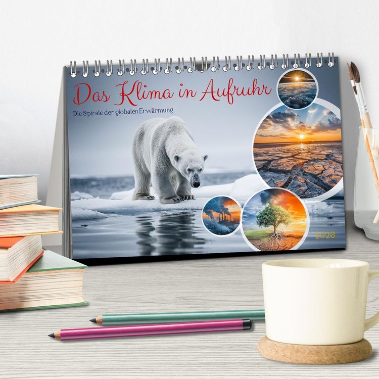 Produktbild: Das Klima in Aufruhr - Die Spirale der globalen Erw&auml;rmung (Tischkalender 2026 DIN A5 quer), CALVENDO Monatskalender