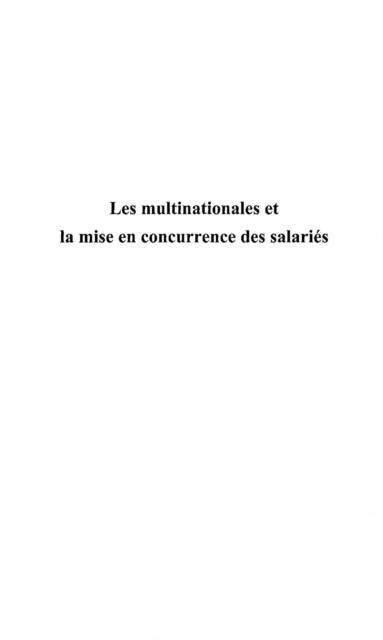 Produktbild: Les multinationales et la miseen concurrence des salaries