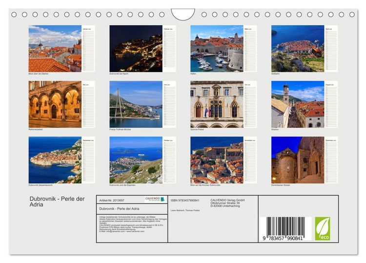 Produktbild: Dubrovnik - Perle der Adria (Wandkalender 2026 DIN A4 quer), CALVENDO Monatskalender