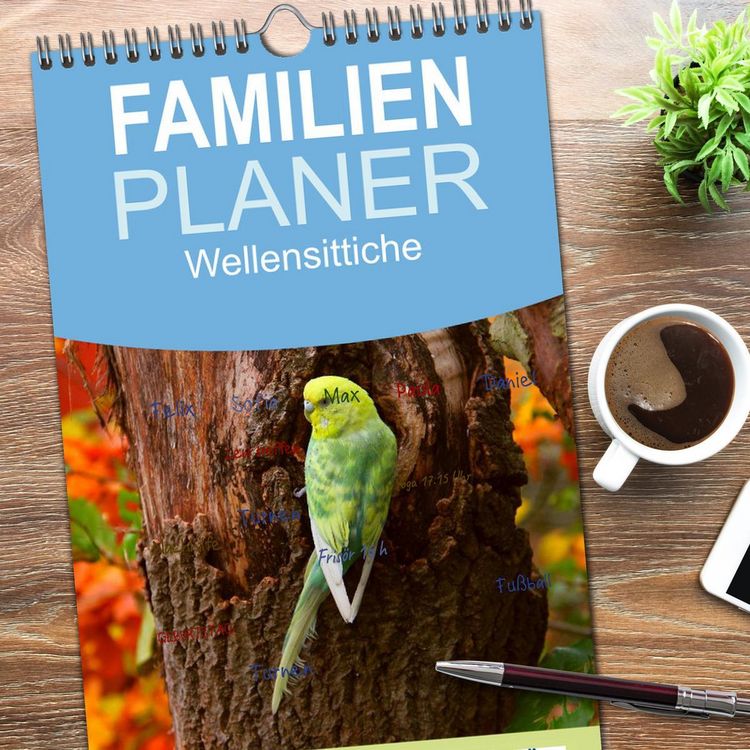 Produktbild: Familienplaner 2026 - Wellensittiche mit 5 Spalten (Wandkalender, 21 x 45 cm) CALVENDO