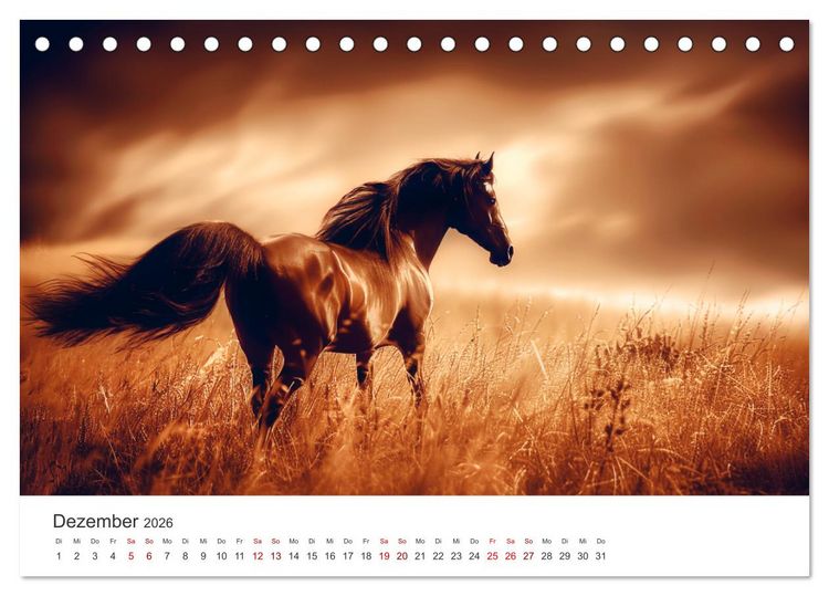 Produktbild: Im Wind der Freiheit - Ein Jahr voller Pferde (Tischkalender 2026 DIN A5 quer), CALVENDO Monatskalender
