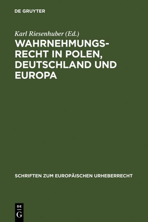 Produktbild: Wahrnehmungsrecht in Polen, Deutschland und Europa