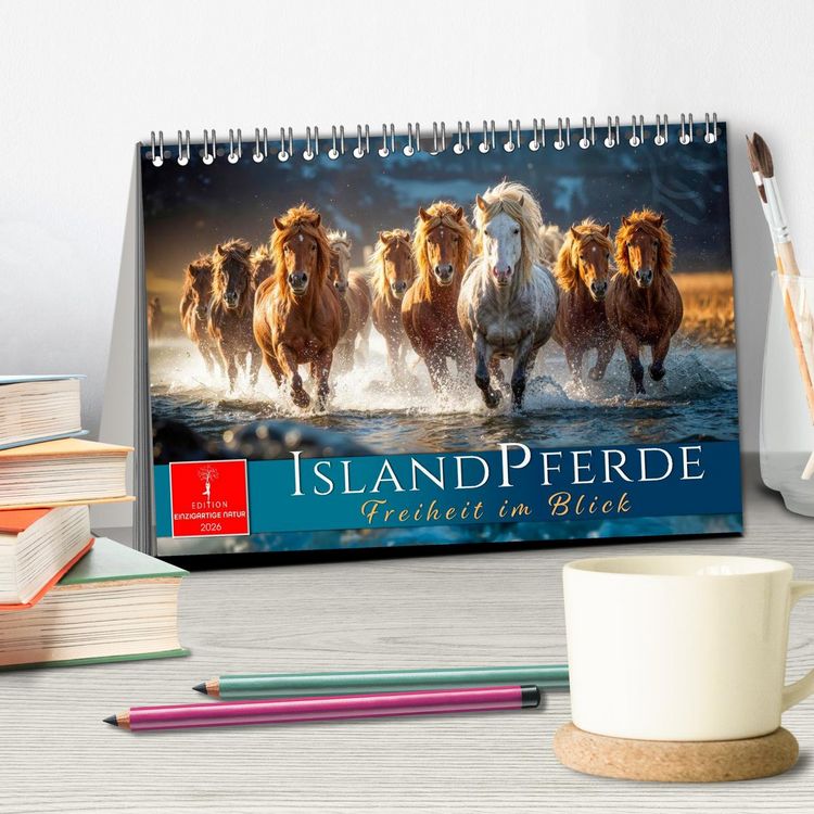 Produktbild: Islandpferde - Freiheit im Blick (Tischkalender 2026 DIN A5 quer), CALVENDO Monatskalender