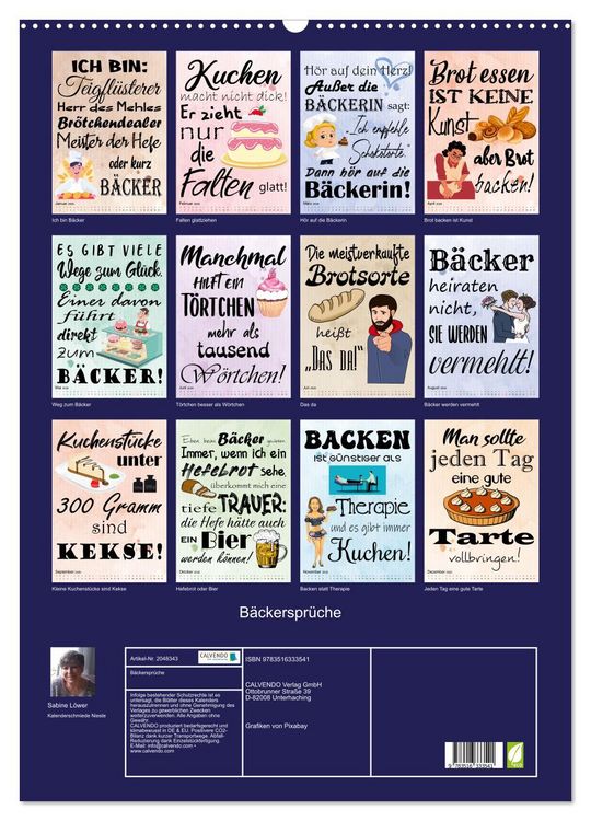 Produktbild: B&auml;ckerspr&uuml;che (Wandkalender 2026 DIN A2 hoch), CALVENDO Monatskalender