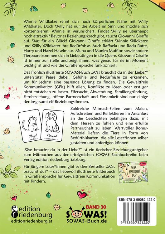 Produktbild: Was brauchst du in der Liebe? Paarbeziehungen liebevoll gestalten: Gef&uuml;hle anspr