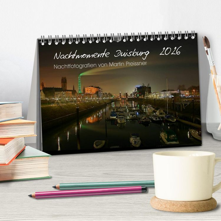 Produktbild: Duisburg Nachtmomente 2026 (Tischkalender 2026 DIN A5 quer), CALVENDO Monatskalender