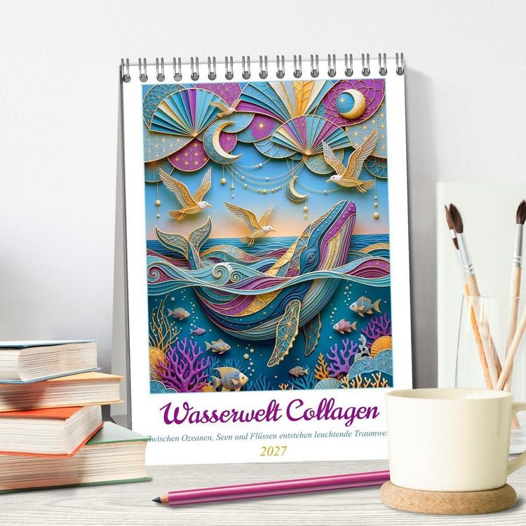 Produktbild: Wasserwelt Collagen (Tischkalender 2027 DIN A5 hoch), CALVENDO Monatskalender