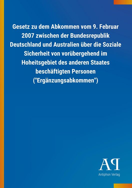 Produktbild: Gesetz zu dem Abkommen vom 9. Februar 2007 zwischen der Bund