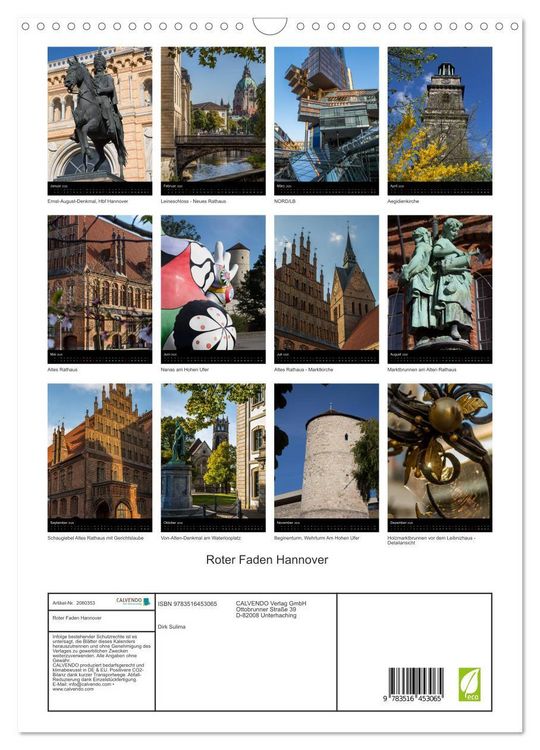 Produktbild: Roter Faden Hannover (Wandkalender 2026 DIN A3 hoch), CALVENDO Monatskalender