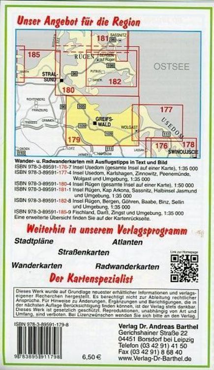 Produktbild: Hansestadt Greifswald und Umgebung Radwander- und Wanderkarte 1 : 50 000. Mit Stadtplan Greifswald. 1:20000