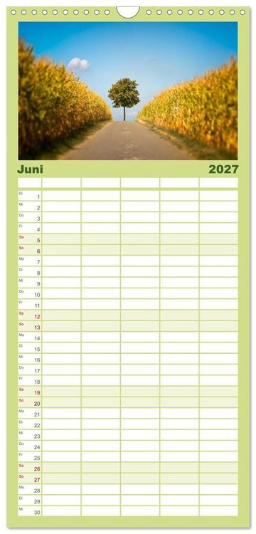 Produktbild: Familienplaner 2027 - Farbenfrohe Heimat mit 5 Spalten (Wandkalender, 21 x 45 cm) CALVENDO