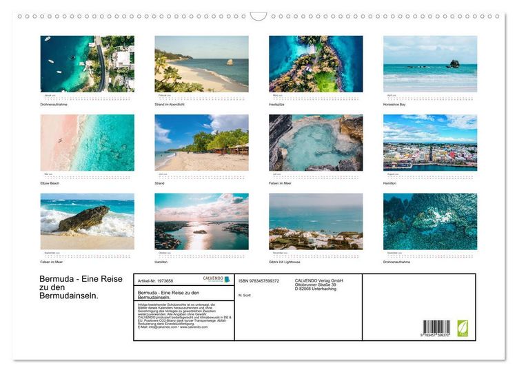 Produktbild: Bermuda - Eine Reise zu den Bermudainseln. (Wandkalender 2026 DIN A2 quer), CALVENDO Monatskalender